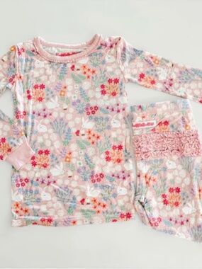 18-24 month toddler girl Ruffle Butts Bunny & Friends Long Sleeve Pajama Set